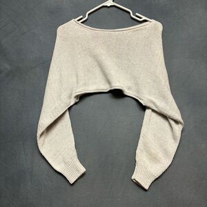 Tueba Slouchy Knit Sweater Cropped Y2K Oversized Women's XS Cream Preppy Comfy